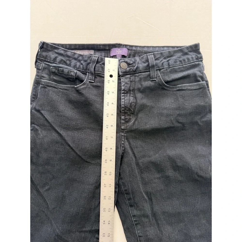 NYDJ Sheri Slim Straight Jeans Womens 10 Blue Dark Wash Mid Rise 32x28.5 Denim